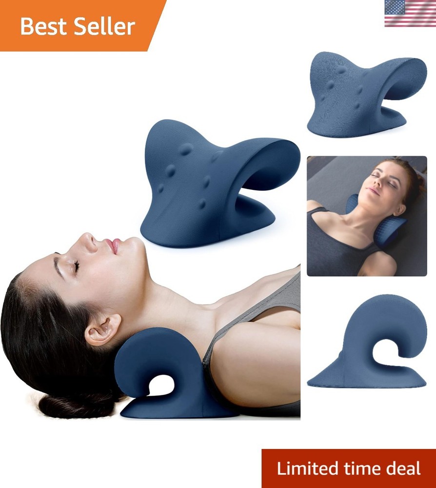 Ergonomic Cervical Traction Device – Dark Blue Neck and Shoulder Relaxer