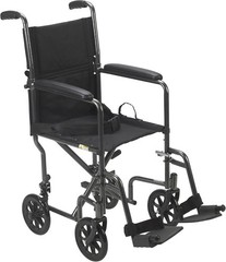 Lightweight Folding Transport Wheelchair Steel Frame With Swing Away Footrests