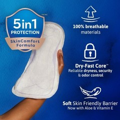 Tena Intimates Extra Coverage Overnight Incontinence Pads, 45 Count – Pack of 2
