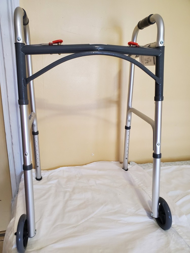 Drive Medical Deluxe 2 Button Folding Walker Model #10210-4ASM with 5″ Wheels