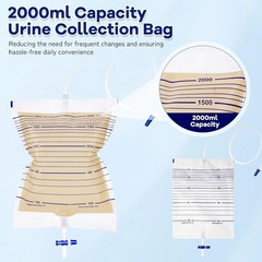 Irtme 20 Pack Urinary Drainage Bag, Urinary Bags with Anti-Reflux Valve, 2000mL