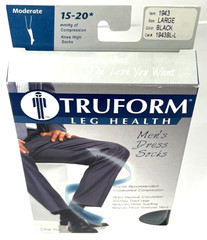 Truform Men’s Microfiber Dress Socks NIP Moderate 15 – 20 mmHg BLACK Large