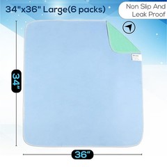 Simpli-Magic Washable Underpads 34″x36″, Waterproof Heavy Absorbency, 6-Pack