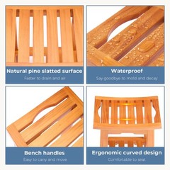 Teak Shower Bench Adjustable Non-Slip Bathroom Spa Stool for Tub Outdoor Use