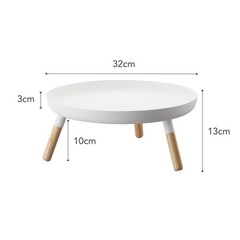 Yamazaki Home Plain Metal Pedestal Table Tray Wooden Legs For Countertop Or