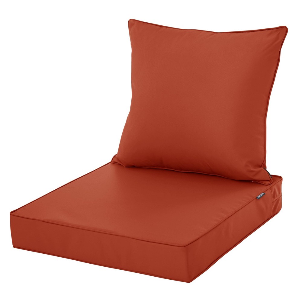 Comcaver Outdoor Chair Cushions, Waterproof Fade 1P / 22″x22″ + 22″x20″, Rust