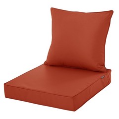 Comcaver Outdoor Chair Cushions, Waterproof Fade 1P / 22″x22″ + 22″x20″, Rust