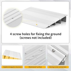 4″ Rise Aluminum Entry Door Threshold Ramp, Non-Slip for Wheelchairs, Rollators