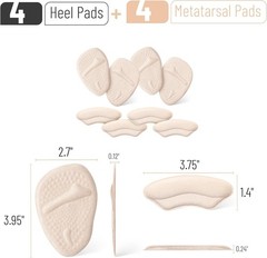 Dr. JK’s 8 Pcs Beige Metatarsal Pads, Invisible Cushioning for Heels & Sandals