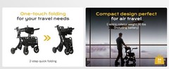4in1 Rollator Walker Electric Wheelchair Combo Foldable Lightweight for Elderly