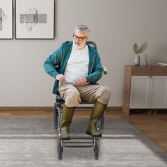 Foldable Wheeled Transport Chair 40*40cm Seat Size 270° Rotating Armrest Chair