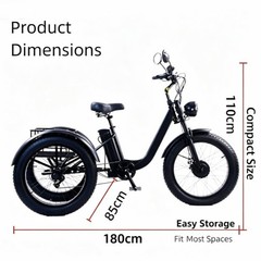 Daibot 24″ Fat Tire Mobility Trike 750W Adult All Terrain Cargo Shopping Scooter