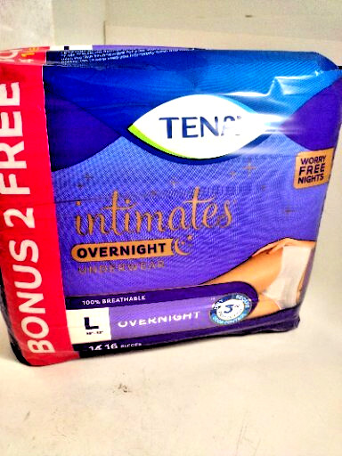 Tena Intimates Overnight Incontinence Underwear 16 Count Sz Large 39 To 52 In.
