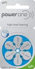 Power One Zinc Air Hearing Aid Batteries Blue Size 675 Pack of 60