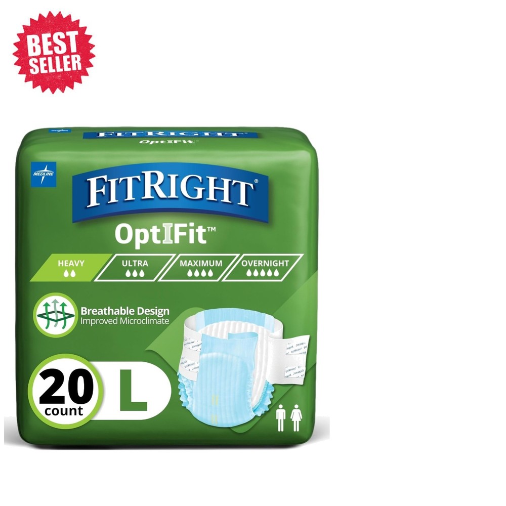 Adult Diapers Extra Absorbency, L Size (44in-56in) – 20 Count Moisture Wicking