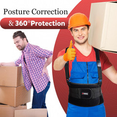 Work Back Support Belt with 2 Removable Suspender Straps, Back Posture Protector