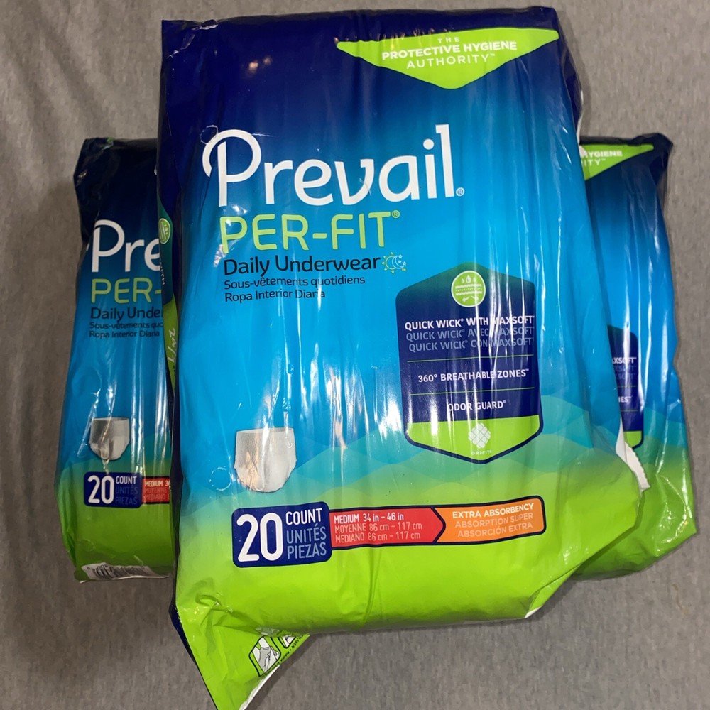 Prevail Per-Fit Unisex Incontinence Underwear – Medium Size, Bag of 20