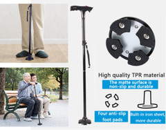 Collapsible Alarm Walking Stick With LED Non-slip Adjustable Safety Walking Cane