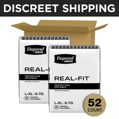 Depend Real Fit Incontinence Underwear for Men, Adult Diapers, L/XL, Black, 52 C