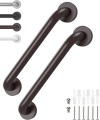 2 Pack 12 Inch Grab Bars for Wall Oil Brown, Safety Shower Grab Bars for Seni…