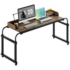 Overbed Table with 360° Wheels Over Bed Table King Queen Laptop Computer Desk