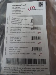 Unite Medical Double Upright Knee Orthosis, Left, Small, L1845/L1852 NEW