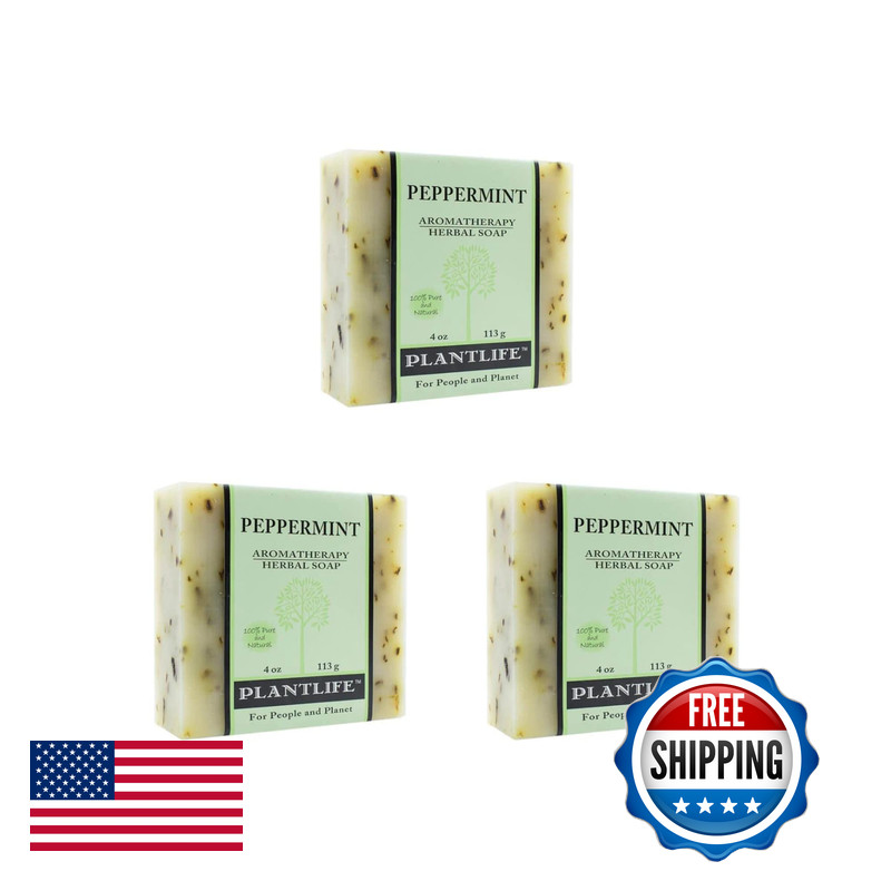 Plantlife Peppermint 3-Pack Bar Soap – Moisturizing And Soothing Soap For Your