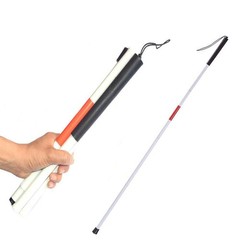 Aluminum Folding Walking Cane Stick Reflective Red for The Blind or White,Red