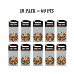 60 x Size 312 Rayovac Extra Advanced Hearing Aid Batteries – 10pk 60pc