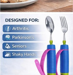 Adaptive Utensils for Arthritis, Parkinson’s & Hand Tremors – 360° Rotating W…