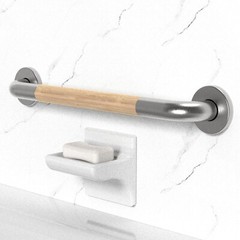 Safety Grab Bar for Bathroom 24 inch, Natural Bamboo Handle, ADA Compliant