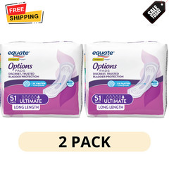 2 Pack Equate Womens Incontinence Pads Ultimate Absorbency Long Length 51Ct