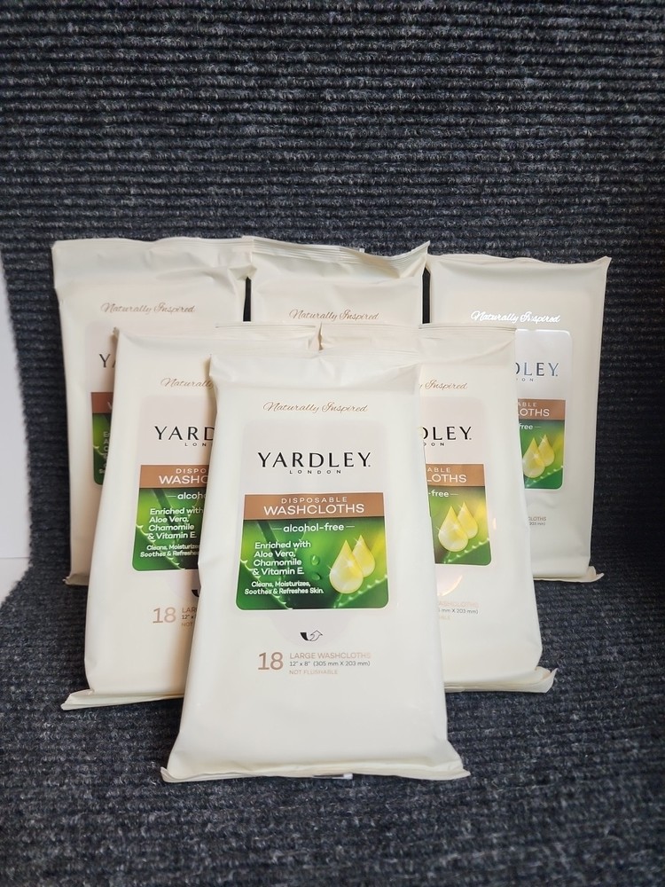 Washcloths Disposable Yardley – Enriched with Aloe Vera 6 Packs Of Wipes