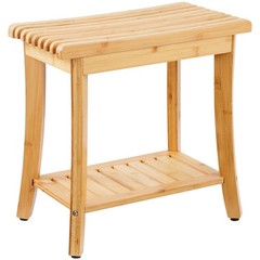 Bamboo Shower Bench 19.1×11.3×18.3in, 330lb Capacity, Waterproof Storage Seat