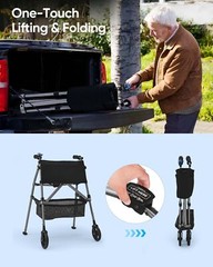 Light Weight 7LB Adjustable Rollator Walker Foldable 330LB Capacity for Seniors