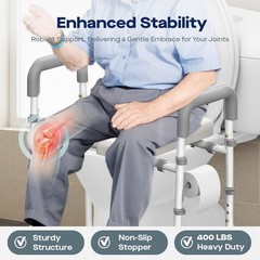 Elevated Toilet Seat Riser with Handles – Adjustable Height & Width, 400lbs Capa