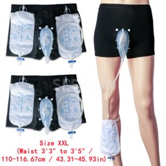 2Pcs Men Male Wearable Incontinence Pant Urinal Leg Bag Silicone Urine Collector