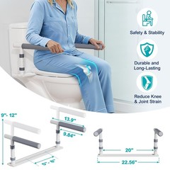 Toilet Safety Rails for Seniors, Height Adjustable Toilet Safety Frame Grab B…