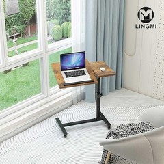 Overbed Table Adjustable Height W/ Locking Wheels Stable Metal Construction New