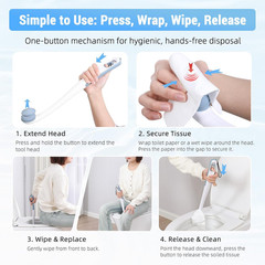 Toilet Aids for Wiping Bottom, 16.5″ Long Reach Comfort Wipe – Butt Wiper Tool