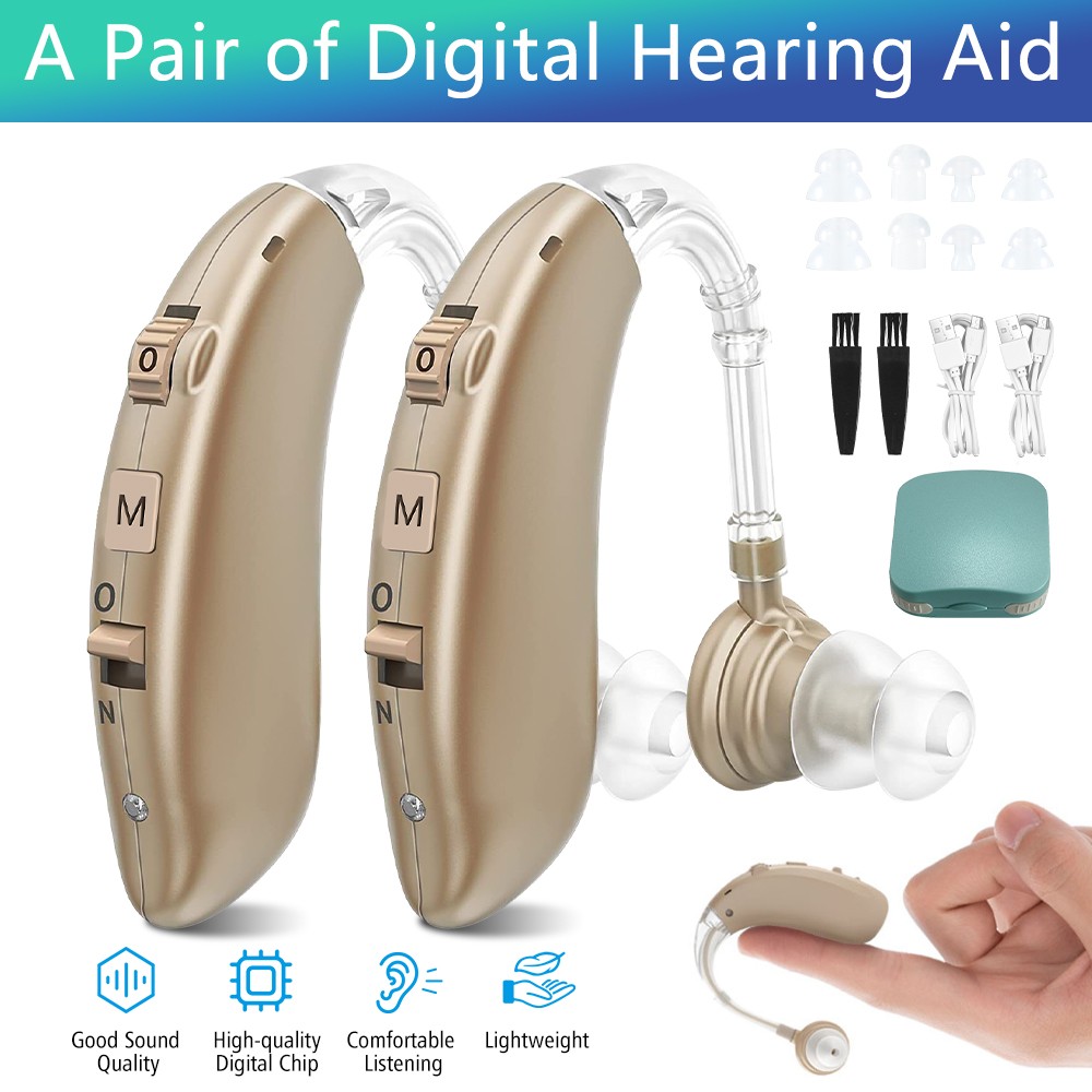1 Pair Of Digital Hearing Aid Severe Loss Rechargeable Invisible BTE Ear Aids