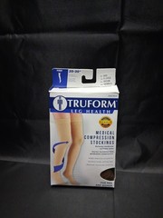 Truform 20-30 mmHg Thigh-High Dot-Top Compression Stockings (Brown,XL)