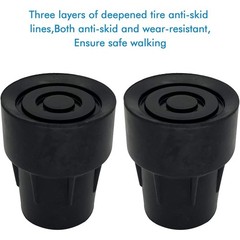 Black Cane Tips Replacement 1 Inch Natural Rubber Metal Reinforced Pack of 2