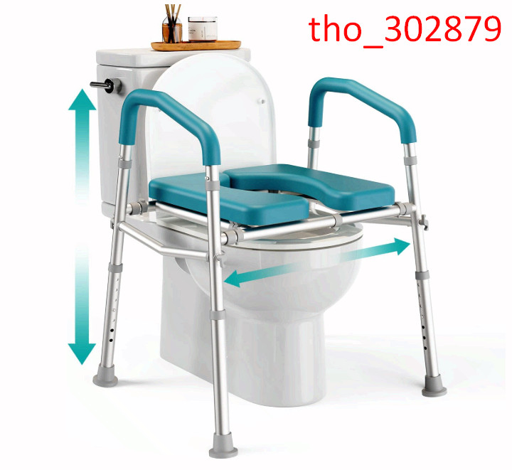 Raised Toilet Seat w/ Handles 400lb Adjustable Toilet Chair Teal Color