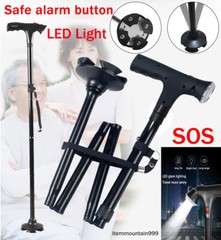 Collapsible Alarm Walking Stick With LED Non-slip Adjustable Safety Walking Cane