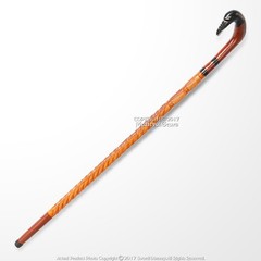 36′ Handcrafted Eucalyptus Wood Walking Stick Cane Etched Bird Shape Handle