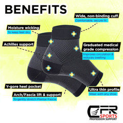 Copper Sleeve Compression Socks Plantar Fasciitis Foot Arch Ankle Support Brace