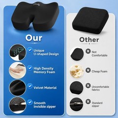 U-Shape Velvet Seat Cushions – 2 Pack for Office & Travel with Non-Slip Design