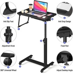 Adjustable Overbed Bedside Table Rolling Hospital Bed Laptop Desk With Wheels