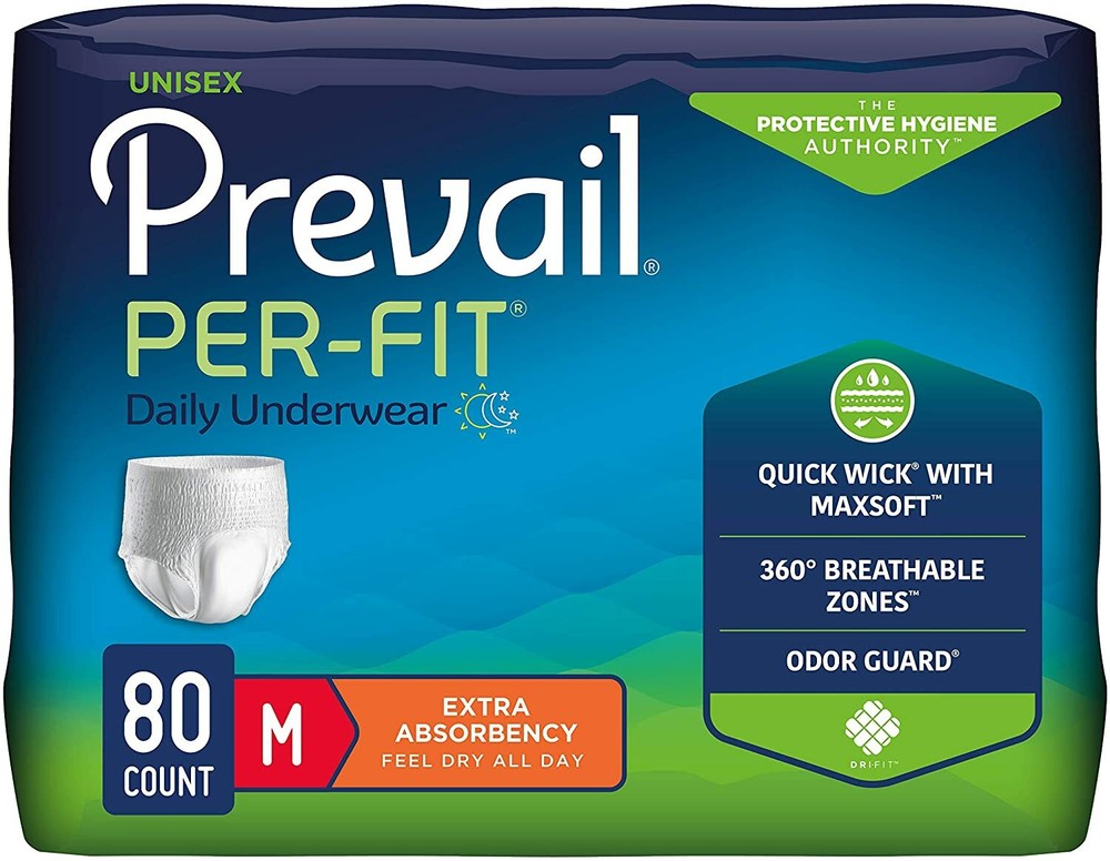 Prevail Per-Fit Adult Briefs, Small, 34 – 44 Inches, Case of 80